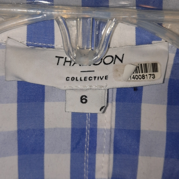 THAKOON Gingham Cotton Mini Dress Cottage Girly Prep Feminine Blue White Check S - Picture 3 of 6